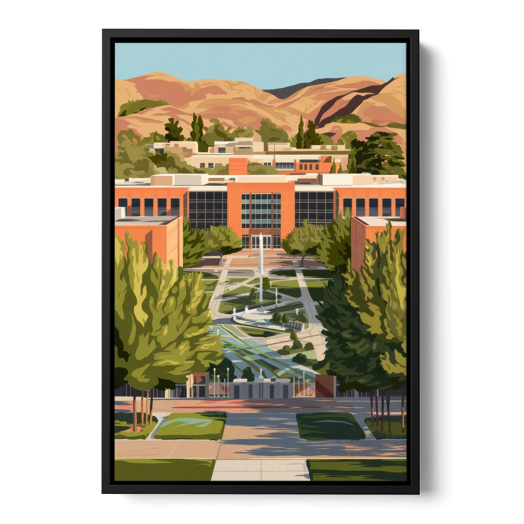 Fresno State Campus Vibes - Black Framed Canvas Wall Art - Front