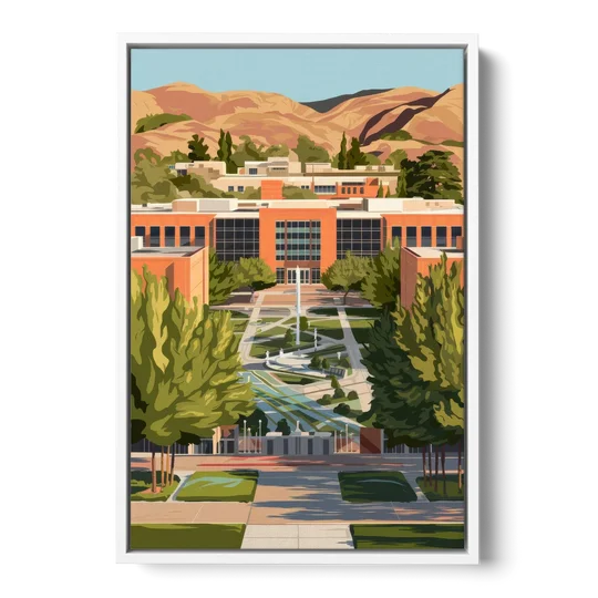 Fresno State Campus Vibes - White Framed Canvas Wall Art - Front
