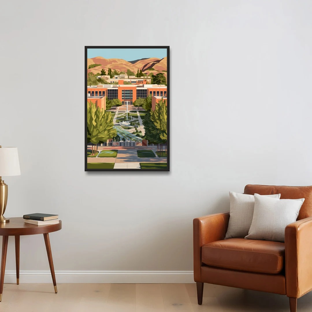 Fresno State Campus Vibes - Black Framed Canvas Wall Art - Sofa - 24x36