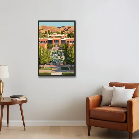 Fresno State Campus Vibes - Black Framed Canvas Wall Art - Sofa - 24x36