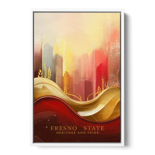 Fresno State Heritage and Pride - White Framed Canvas Wall Art - Front
