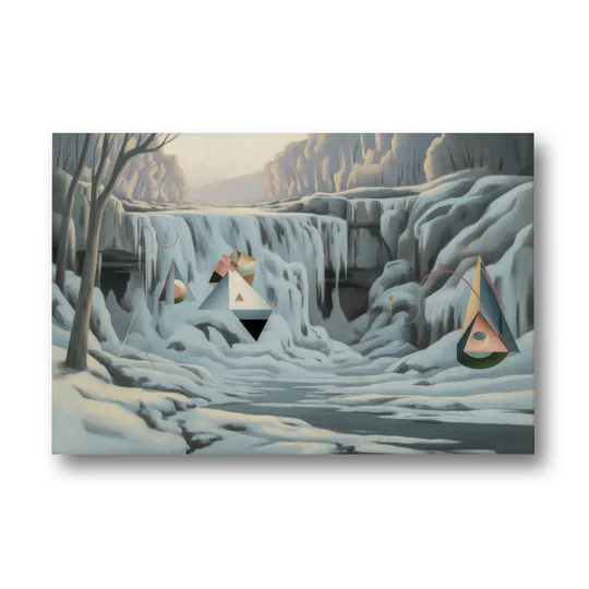Frozen Falls in Winter - Canvas Wall Art - Front