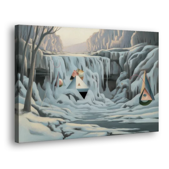 Frozen Falls in Winter - Canvas Wall Art - Side