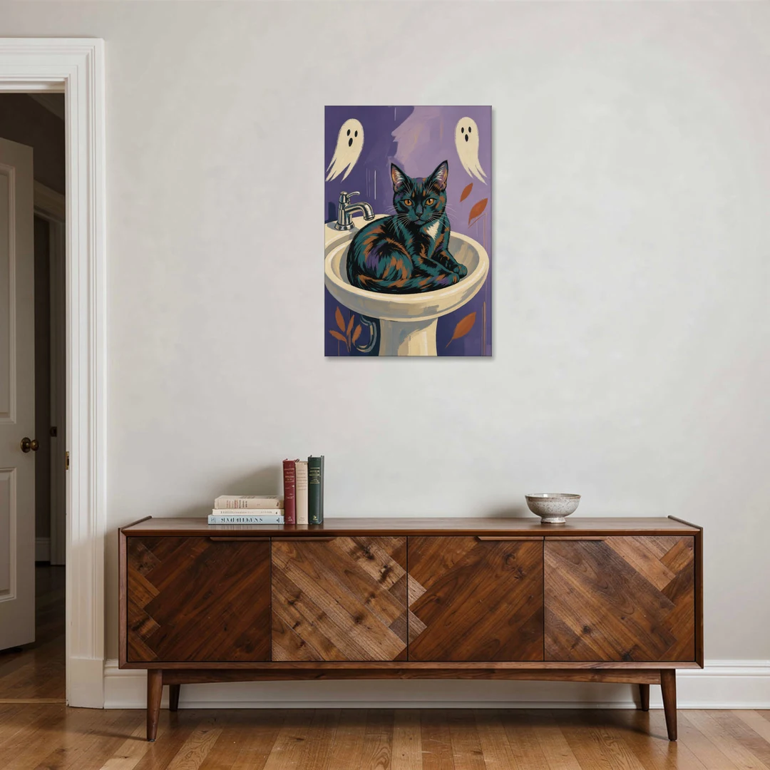 Funny Bathroom Prints Cat Claims the Sink - Canvas Wall Art - Coffee Table - 24x36