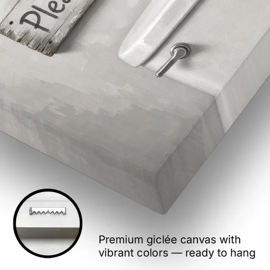 Funny Bathroom Wall Decor Please Jiggle the Handle - Canvas Wall Art - Gallery Wrap Corner