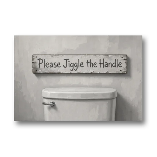 Funny Bathroom Wall Decor Please Jiggle the Handle - Canvas Wall Art - Front