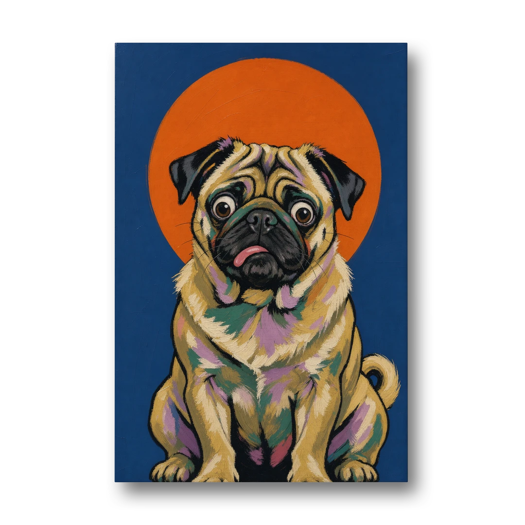Funny Dog Canvas Art of a Confused Pug - Canvas Wall Art - Front