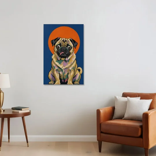 Funny Dog Canvas Art of a Confused Pug - Canvas Wall Art - Sofa - 24x36