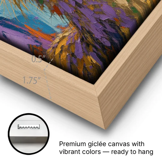 Funny Wall Decor Llama With a Hay Moustache - Oak Framed Canvas Wall Art - Gallery Wrap Corner