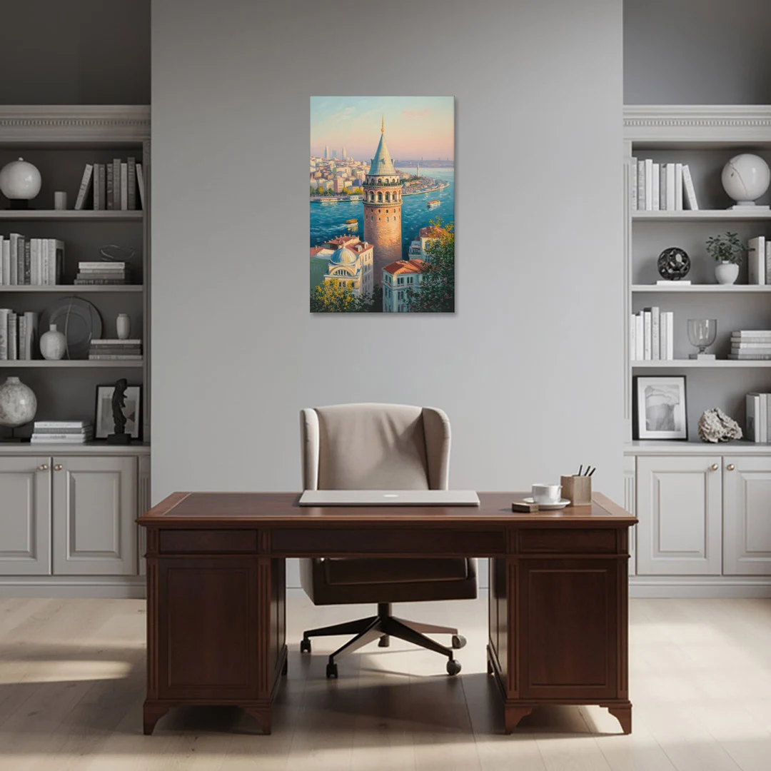 Galata Tower View - Canvas Wall Art - Office - 24x36