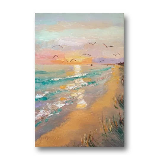 Galveston Beach Sunrise - Canvas Wall Art - Front