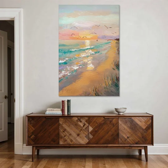 Galveston Beach Sunrise - Canvas Wall Art - Coffee Table - 40x60