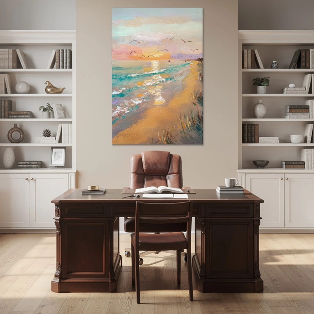 Galveston Beach Sunrise - Canvas Wall Art - Office - 40x60