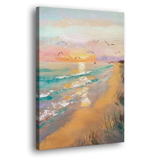 Galveston Beach Sunrise - Canvas Wall Art - Side