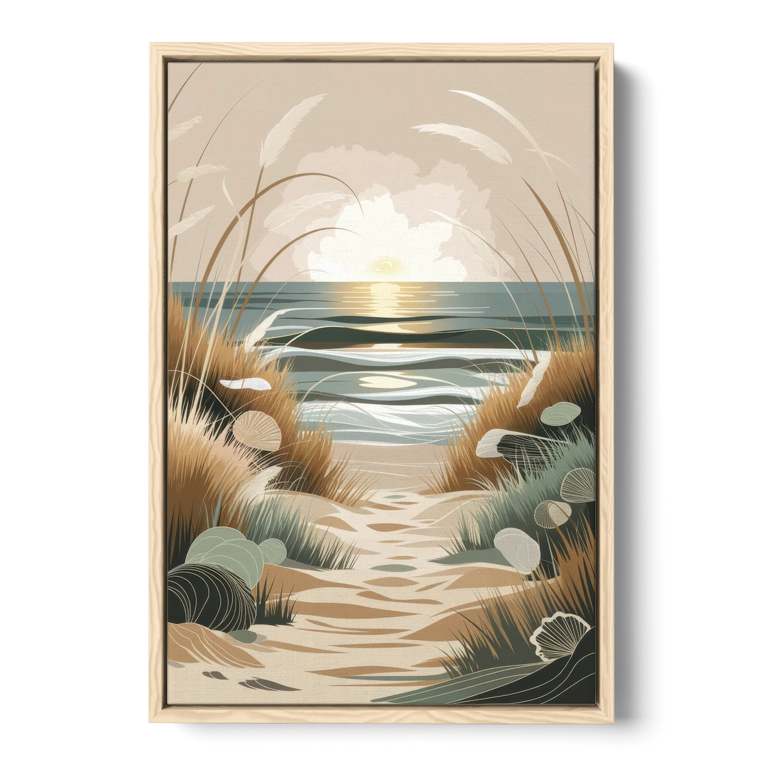 Galveston Coastal Vibes - Oak Framed Canvas Wall Art - Front