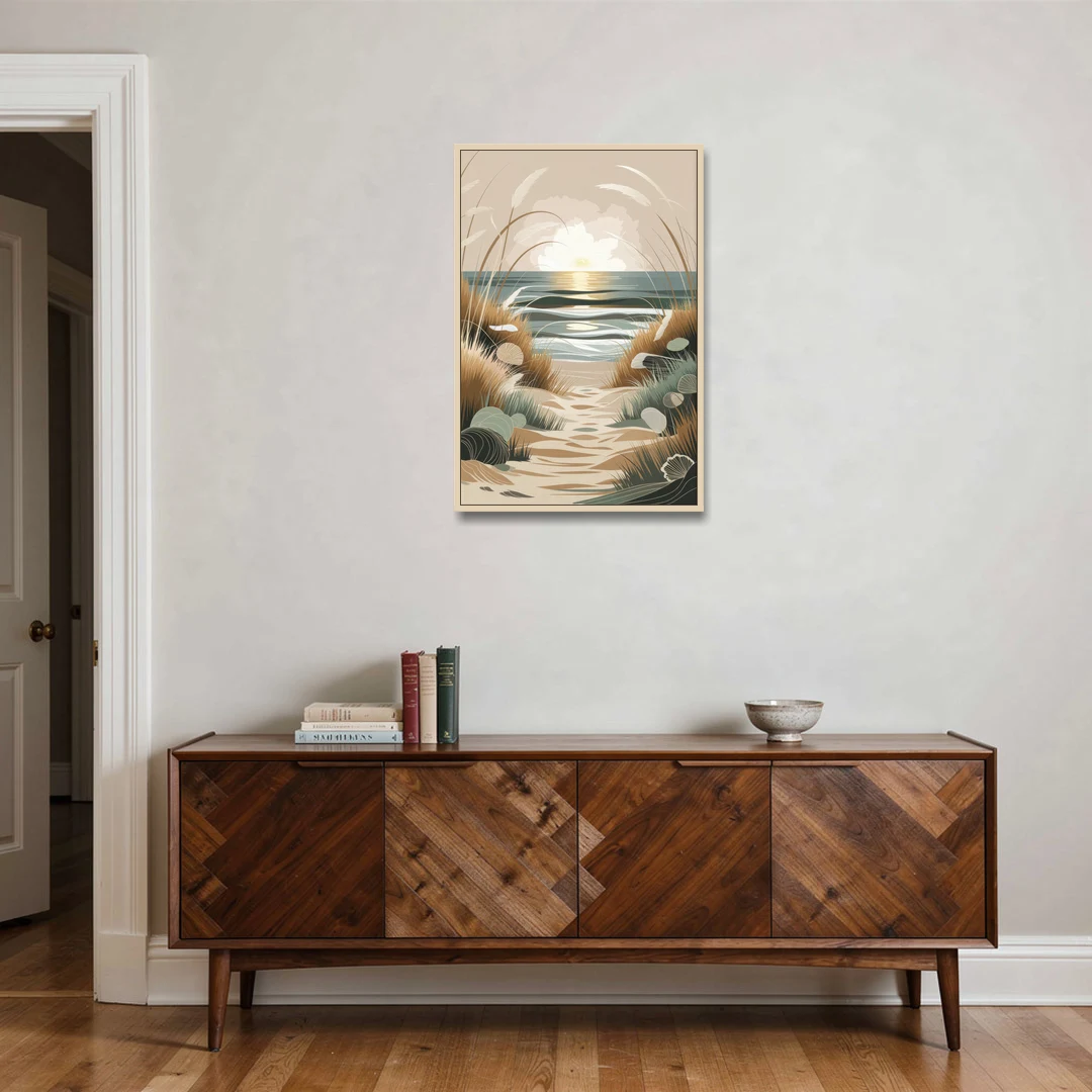 Galveston Coastal Vibes - Oak Framed Canvas Wall Art - Coffee Table - 24x36