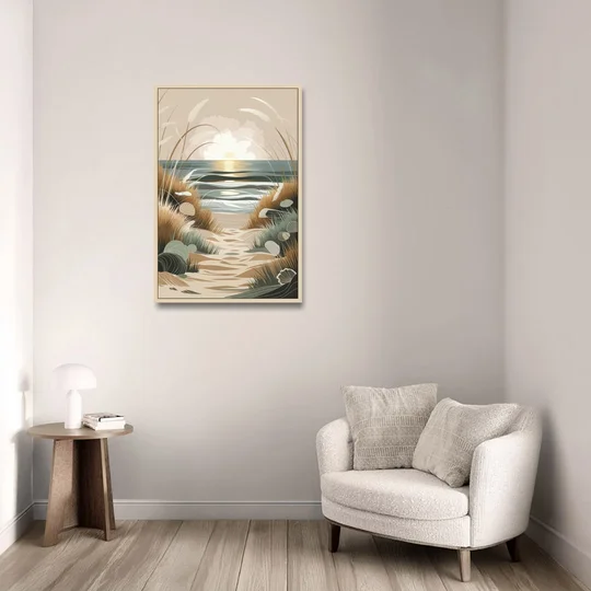 Galveston Coastal Vibes - Oak Framed Canvas Wall Art - Sofa - 24x36