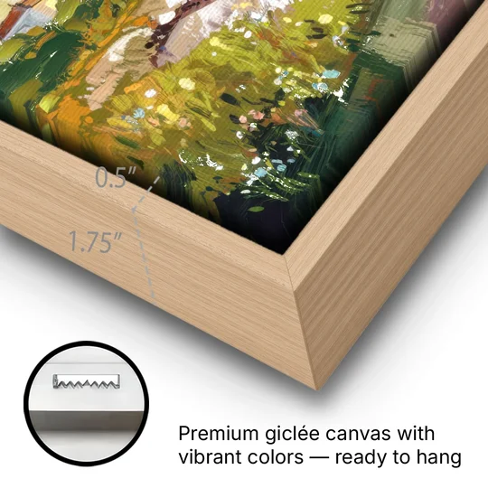 Galveston Lighthouse View - Oak Framed Canvas Wall Art - Gallery Wrap Corner