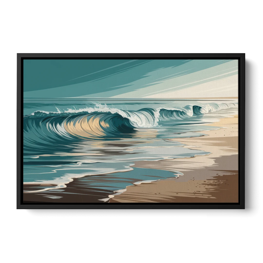 Galveston Ocean Waves - Black Framed Canvas Wall Art - Front