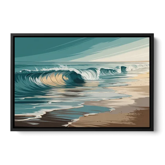 Galveston Ocean Waves - Black Framed Canvas Wall Art - Front
