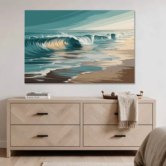 Galveston Ocean Waves - Canvas Wall Art - Coffee Table - 60x40