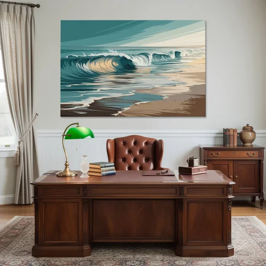 Galveston Ocean Waves - Canvas Wall Art - Office - 60x40
