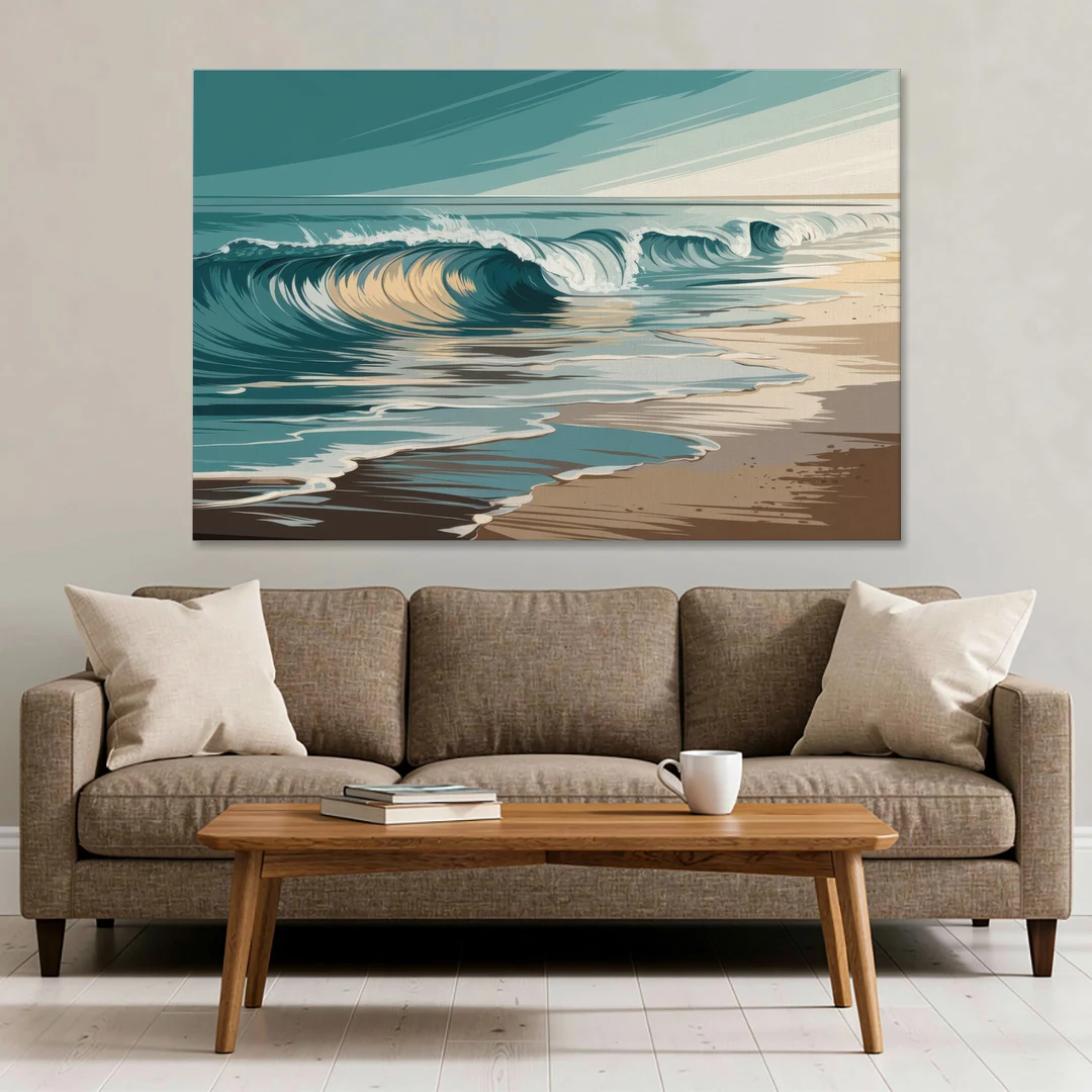 Galveston Ocean Waves - Canvas Wall Art - Sofa - 60x40