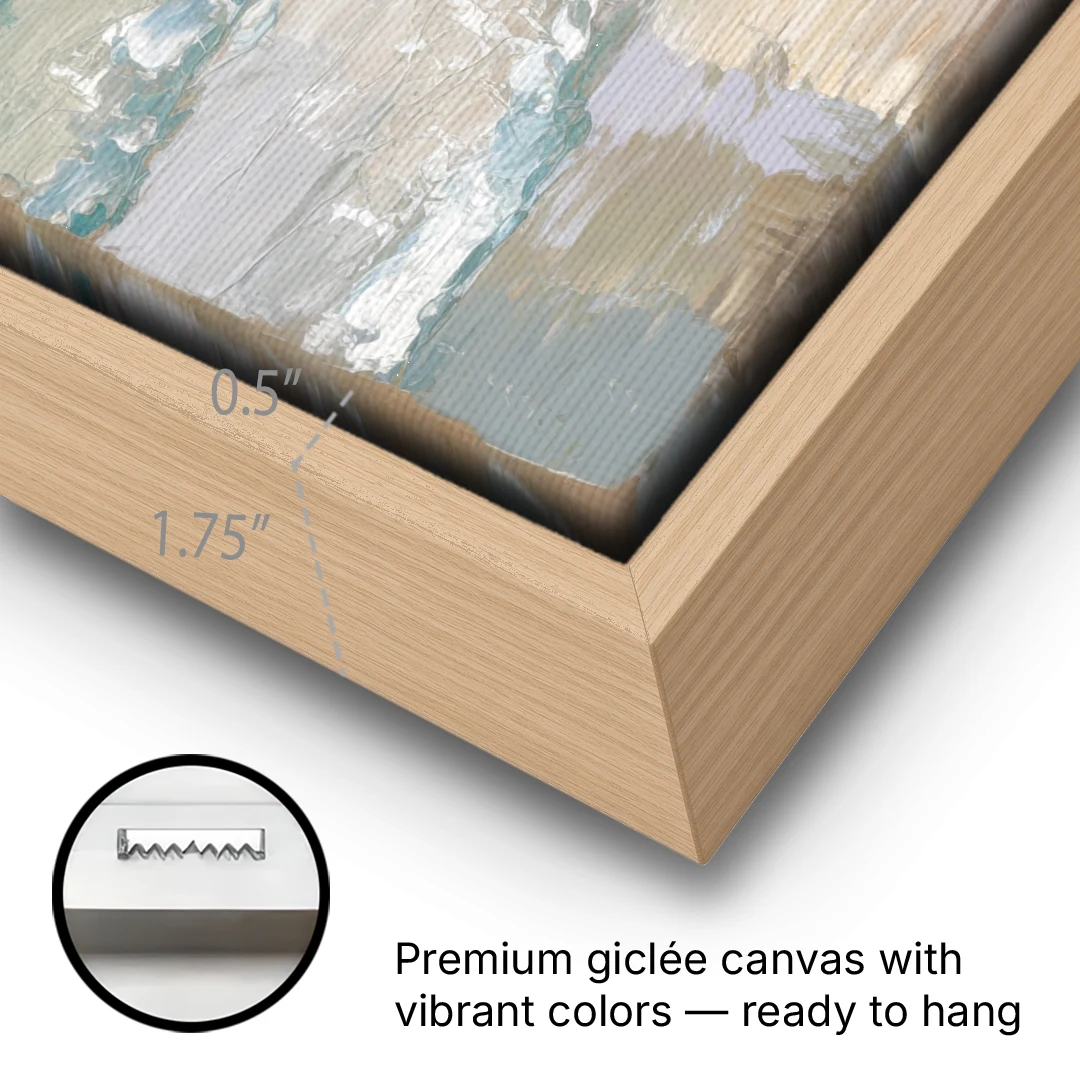 Galveston Seagulls in Flight - Oak Framed Canvas Wall Art - Gallery Wrap Corner