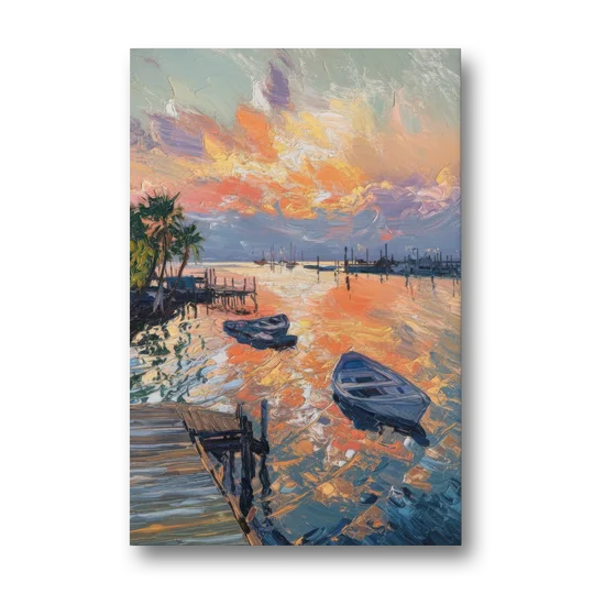 Galveston Sunset Harbor - Canvas Wall Art - Front