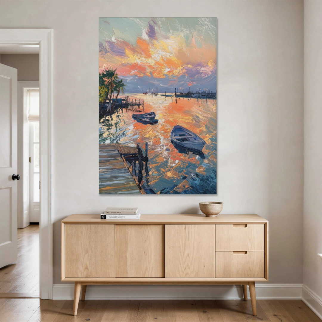 Galveston Sunset Harbor - Canvas Wall Art - Coffee Table - 40x60