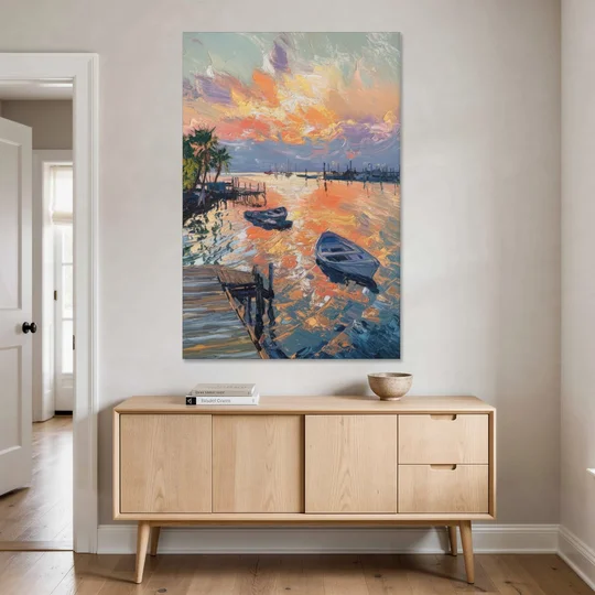Galveston Sunset Harbor - Canvas Wall Art - Coffee Table - 40x60