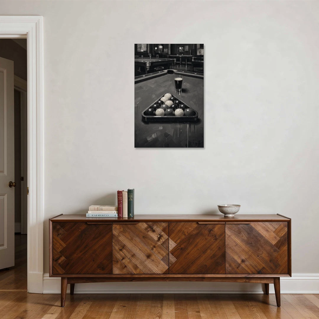 Game Room Wall Art with Racked Balls and Stout - Canvas Wall Art - Coffee Table - 24x36
