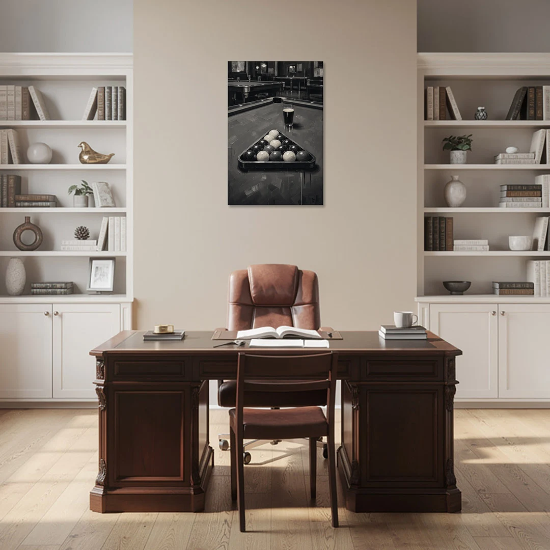 Game Room Wall Art with Racked Balls and Stout - Canvas Wall Art - Office - 24x36