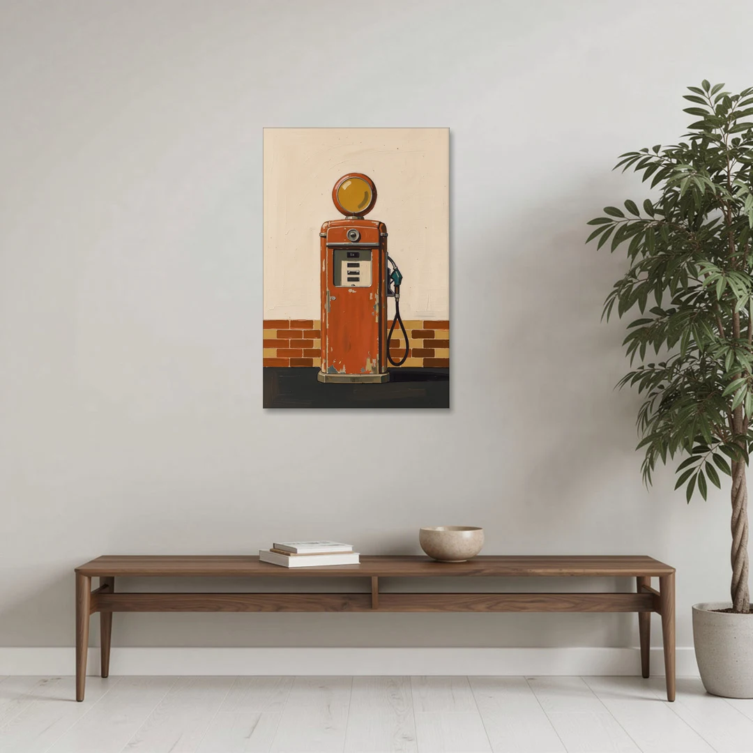 Garage Art Faded Red Gas Pump - Canvas Wall Art - Coffee Table - 24x36