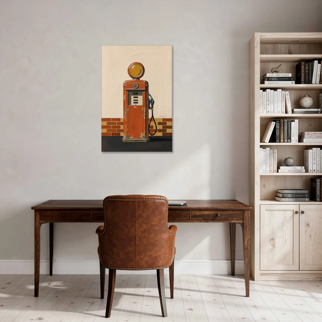 Garage Art Faded Red Gas Pump - Canvas Wall Art - Office - 24x36
