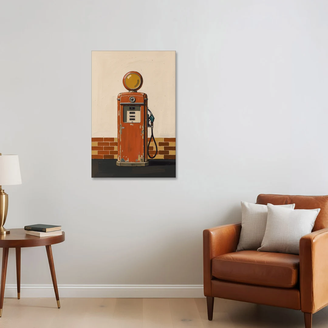 Garage Art Faded Red Gas Pump - Canvas Wall Art - Sofa - 24x36