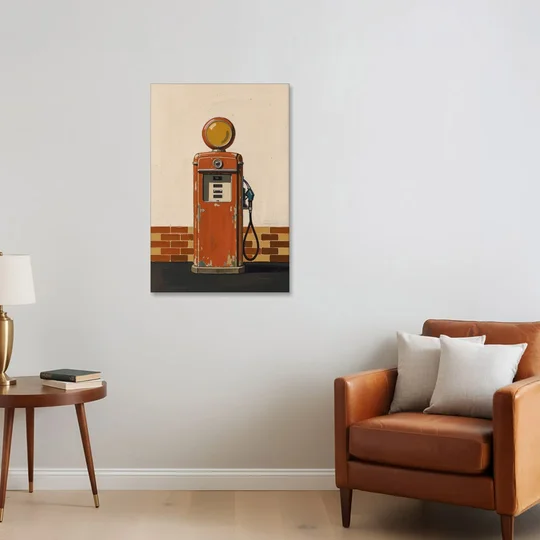 Garage Art Faded Red Gas Pump - Canvas Wall Art - Sofa - 24x36