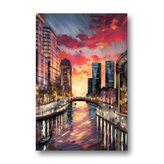 Garland Cityscape Sunset - Canvas Wall Art - Front