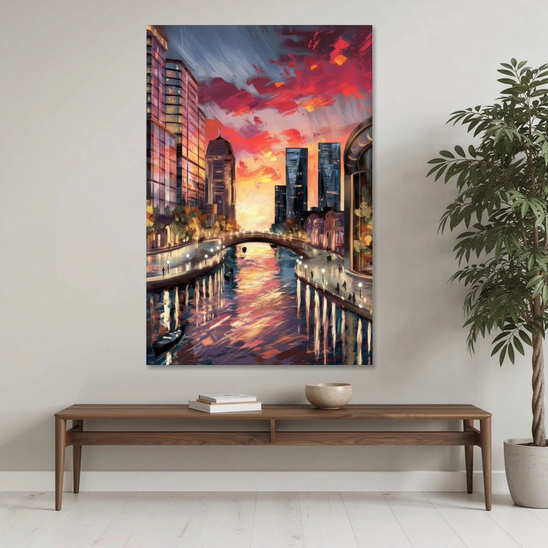 Garland Cityscape Sunset - Canvas Wall Art - Coffee Table - 40x60