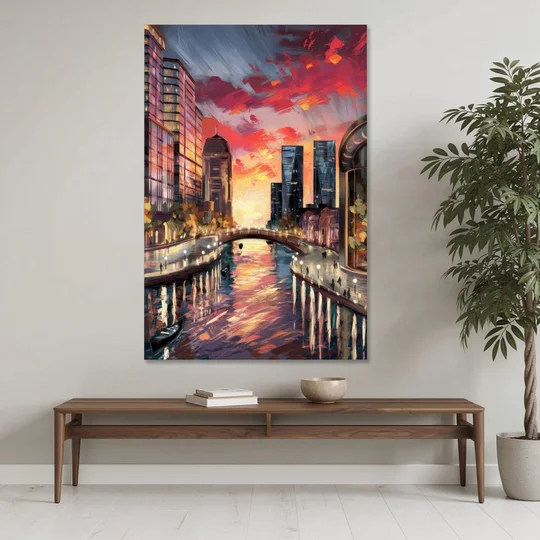 Garland Cityscape Sunset - Canvas Wall Art - Coffee Table - 40x60