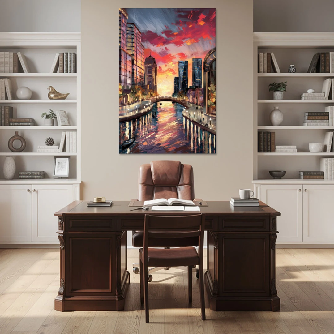 Garland Cityscape Sunset - Canvas Wall Art - Office - 40x60