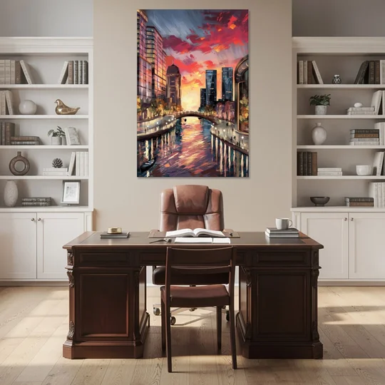 Garland Cityscape Sunset - Canvas Wall Art - Office - 40x60