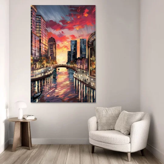Garland Cityscape Sunset - Canvas Wall Art - Sofa - 40x60