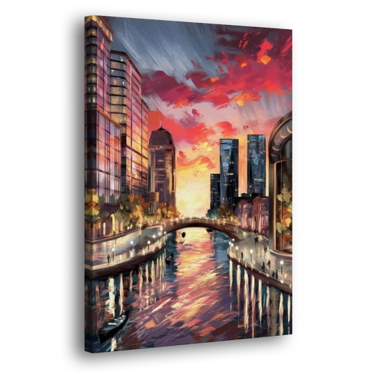 Garland Cityscape Sunset - Canvas Wall Art - Side