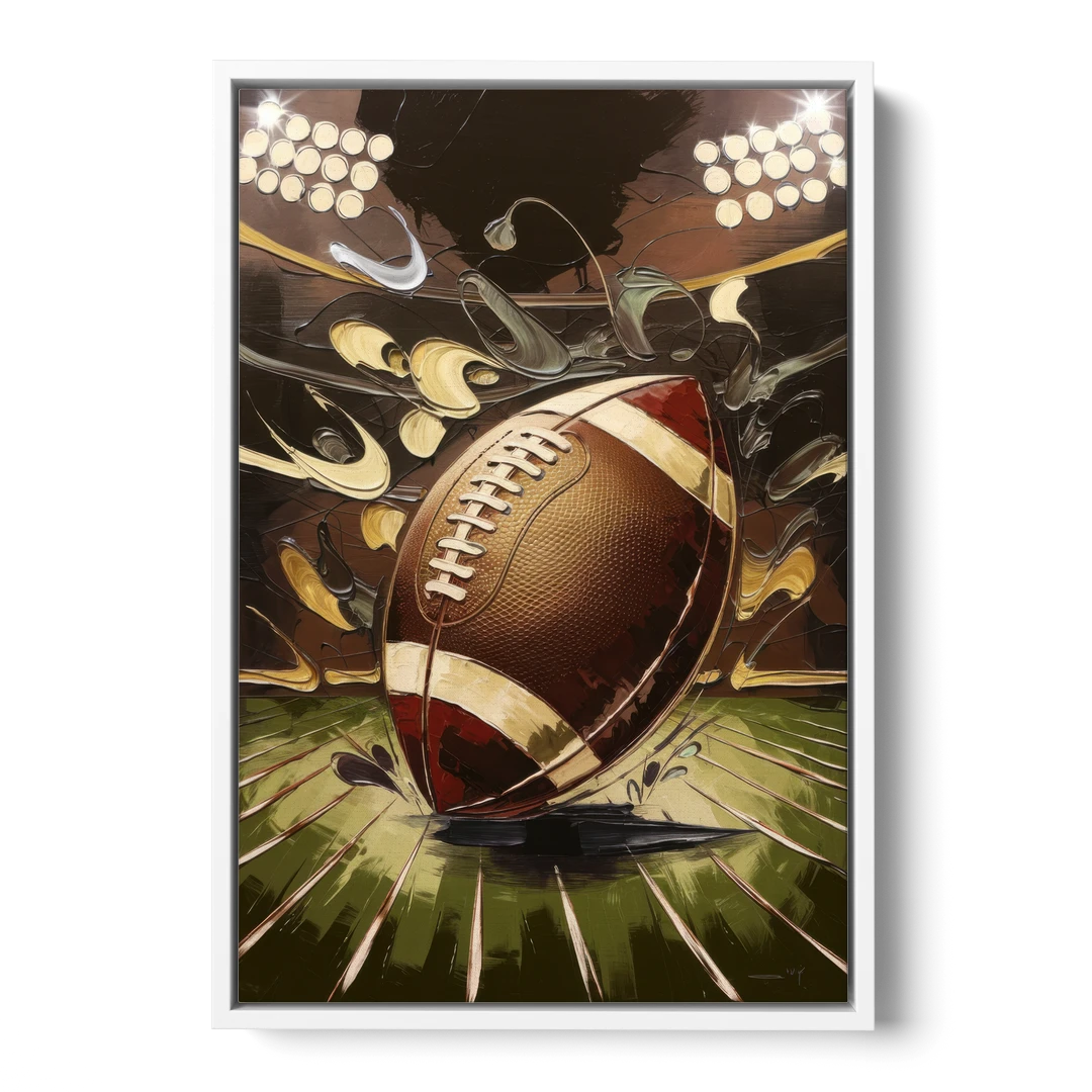 Garland Football Spirit - White Framed Canvas Wall Art - Front
