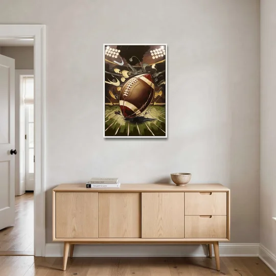 Garland Football Spirit - White Framed Canvas Wall Art - Coffee Table - 24x36