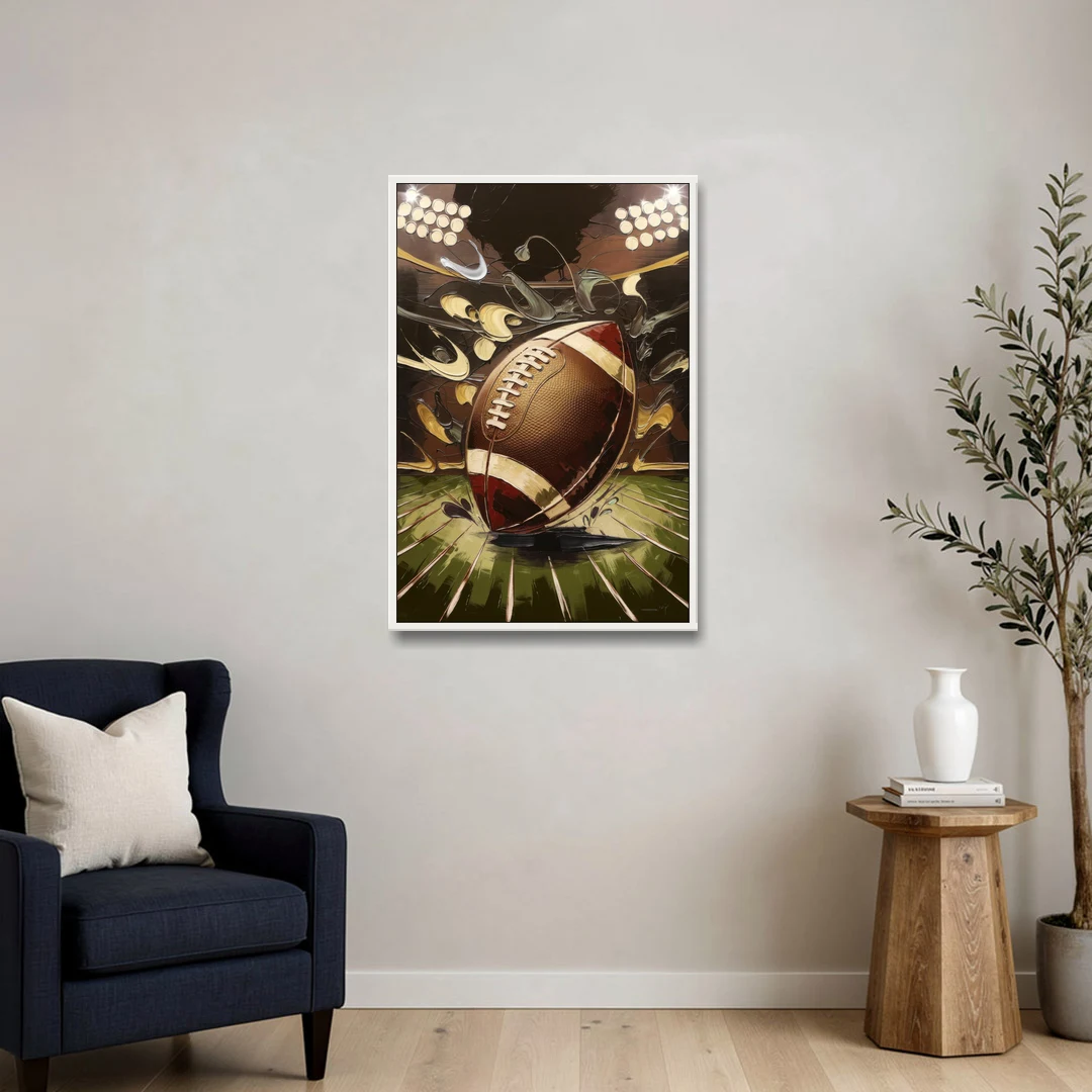 Garland Football Spirit - White Framed Canvas Wall Art - Sofa - 24x36