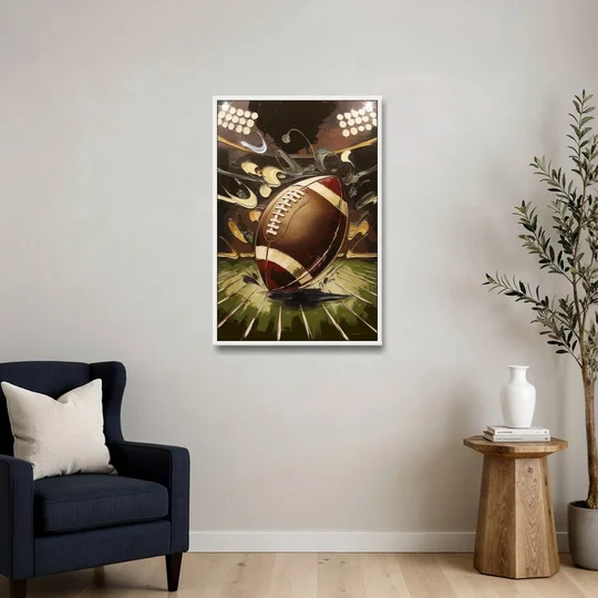 Garland Football Spirit - White Framed Canvas Wall Art - Sofa - 24x36