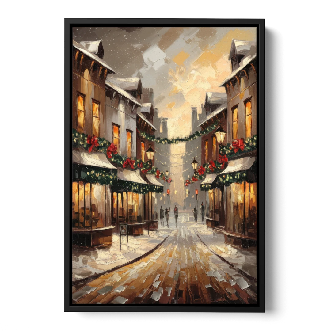 Garland Historic Downtown - Black Framed Canvas Wall Art - Front