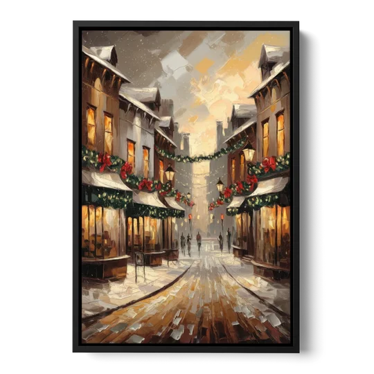 Garland Historic Downtown - Black Framed Canvas Wall Art - Front
